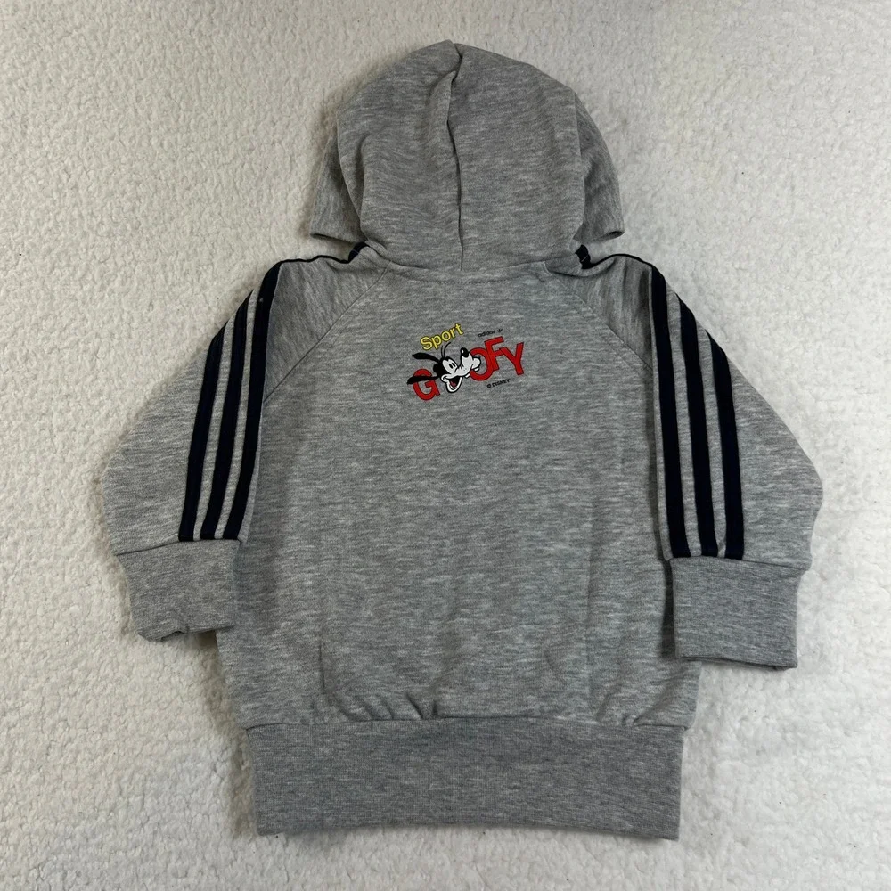 Adidas Goofy Hoodie‎ Kids 6M Gray Disney Sport Graphic Pullover Vintage NWT